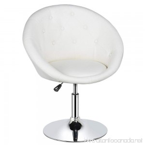 Yaheetech Adjustable Modern Round Tufted Back chair Tilt Swivel Chair Vanity Chair Barstool Lounge Pub Bar White - B07F7PWF1D