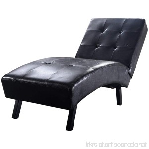 Chair Armless Chaise Lounge Leather Furniture Living Room Black - B074YGXYXK