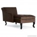 GHP Brown Velveteen Nailhead Trim Open Lid Spa Chaise Lounge Chair with Storage - B07DQBVPM9