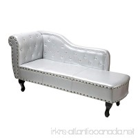 Harper&Bright Designs Chaise Lounge Sofa for Living room with PU Leather/Wood legs Silver (Silvery) - B078WQD596