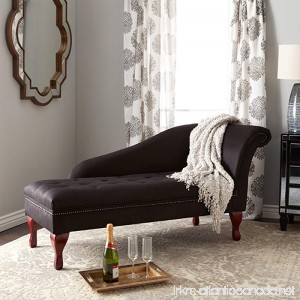 Storage Chaise Lounge - Contemporary Lift Up Tufted Seat Chair - Microfiber Upholstered And Foam Filling - Nailhead Trim - Mahogany Legs - Great For Your Living Room (Black) - B01MZ6V0QQ