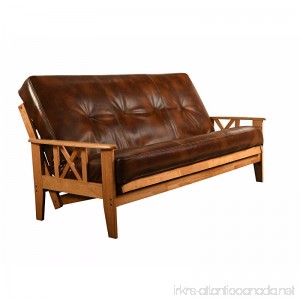 St Paul Furniture Eldorado Futon Set Hardwood Frame Full Size w/8 Inch Coil Mattress Sofa Bed Choice to Add Drawer Set (Havana leather Matt and Frame Only) - B07565Z8W4