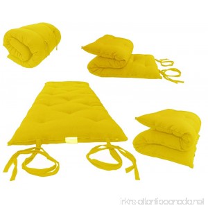 D&D Futon Furniture Queen Size Yellow Traditional Japanese Floor Futon Mattresses Foldable Cushion Mats Yoga Meditaion 60 Wide X 80 Long - B00UGQHSXA
