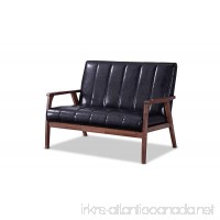 Baxton Furniture Studios Nikko Mid century Modern Scandinavian Style Faux Leather Wooden 2 Seater Loveseat  Black - B018KA0SDA