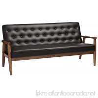 Baxton Studio Sorrento Mid-Century Retro Modern Faux Leather Upholstered Wooden 3-Seater Sofa  Black - B019516V70