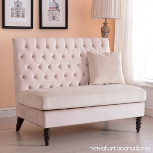 Belleze Beige Velvet Modern Loveseat Bench Sofa Tufted High Back Love Seat Bedroom Settee - B074HVJY5V