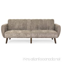 Best Choice Products Velour Fold Down Futon Sofa Bed Furniture w/Armrests  Rib Tufted Back  Wood Frame - Taupe - B07CZS4LRP