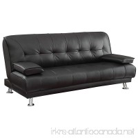 Coaster Casual Faux Leather Convertible Sofa Bed with Removable Armrests and Chrome Base  Black - B00S54K9OU