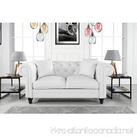 Divano Roma Furniture Classic Living Room Bonded Leather Scroll Arm Chesterfield Loveseat (White) - B07BC6MYQ6
