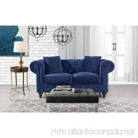 Divano Roma Furniture Classic Modern Scroll Arm Velvet Chesterfield Love Seat Sofa (Blue) - B07D3JGM1Z