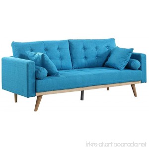 Divano Roma Furniture Mid-Century Modern Tufted Linen Fabric Sofa (Light Blue) - B01M0N5HGO