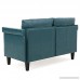 Harbison Teal Leather Settee - B01N2VT9A0