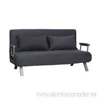 HOMCOM 58" Suede Convertible Sleeper Sofa - Gray - B01BMW2A6Q