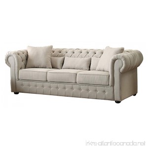 Homelegance 8427-3 Grand Chesterfield Button Tufted Upholstered Fabric Rolled Arm Sofa - B00X9RRVMQ