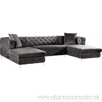Meridian Furniture 664Grey-Sectional 3 Piece Gail Velvet Sectional 3 Grey - B0758LK9S6