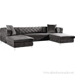 Meridian Furniture 664Grey-Sectional 3 Piece Gail Velvet Sectional 3 Grey - B0758LK9S6
