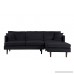 Mid-Century Modern Brush Microfiber Sectional Sofa L-Shape Couch with Extra Wide Chaise Lounge (Black) - B076L236D5