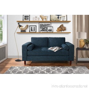 Modern Sofa Loveseat with Tufted Linen Fabric - Living Room Couch (Dark Blue) - B07CG8ZK2X