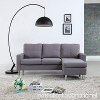 Moderne Livinf Reversible Linen Fabric Sectional Sofa  Light Grey - B0184US6BC
