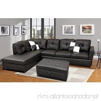 WINPEX 3 Piece Faux Leather Sectional Sofa Set with Free Storage Ottoman + left or right chaise orientation - B07BZ4MPBC