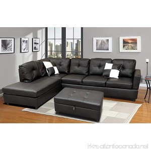 WINPEX 3 Piece Faux Leather Sectional Sofa Set with Free Storage Ottoman + left or right chaise orientation - B07BZ4MPBC