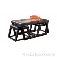 Ashley Furniture Signature Design - Kelton Coffee Table with 2 Stools - Cocktail Height - 3 Piece Set - Espresso Brown with Glass Top - B006YVGZBW