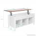 Bonnlo Lift Top Coffee Table with Storage Shelf w/Hidden Compartment and 3 Lower Open Shelves for Living Room (White) - B07DNVNLJZ