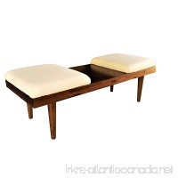 Design 59 inc RETRO Mid-Century Modern Acacia Wood Coffee Table Ottomans or Bench (Oatmeal Natural Linen) - B07CT6N1WF