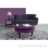 Divano Roma Furniture - Round Tufted Velvet Coffee Table with Casters  Ottoman with Wheels (Purple) - B079VWNB23