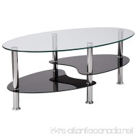 Flash Furniture Hampden Glass Coffee Table with Black Glass Shelves and Stainless Steel Legs - B0797MJV8K