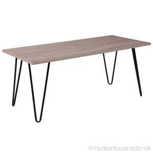 Flash Furniture Oak Park Collection Driftwood Wood Grain Finish Coffee Table with Black Metal Legs - B0797NDFJM