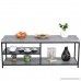 Giantex Accent Modern Coffee Table in Living Room Industrial Style Metal Frame Tempered Glass Middle Shelf Sofa Side Rectangular Cocktail Coffee Table (Gray with 2 Shelf) - B07FMQNDJB