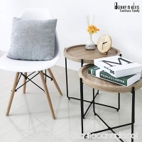KennynElvis 2-Piece Round Concave Coffee Table Set  Steel with powder coating  Wooden  Black - B0714CVSTT