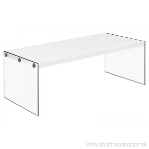 Monarch Specialties I 3286 Coffee Table Tempered Glass Glossy White 44 L - B00QUE7NFK