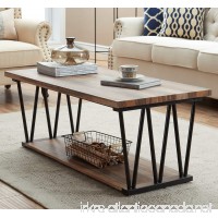 O&K Furniture Modern Industrial Cocktail Coffee Table with Lower Storage Shelf for living room & Bedroom  Vintage Brown 1-Pcs - B07867P2TY