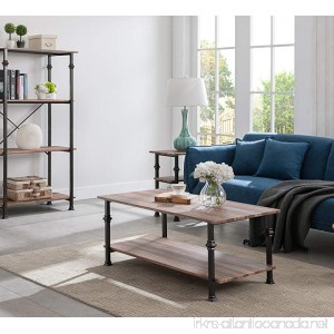 Reclaimed Oak/Metal Frame 2-tier Industrial Style Rectangular Coffee Table with Lower Shelf - B07D3FH9GR
