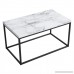 Roomfitters White Marble Print Coffee Table Upgraded Water Resistant Version Accent Rectangular Cocktail Table with Black Metal Box Frame - B079DQ3V6W