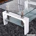 SUNCOO Coffee End Side Table with Shelves Living Room Furniture Rectangle Shape Clear Glass Top&Glossy White Finih Legs - B01L8LFGG2