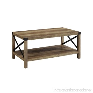 WE Furniture Living Room 40 Metal X Coffee Table - Rustic Oak/Black - B07G387SMH