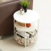 1208S 3 Tier Round Side Table End Table with Fabric Storage Basket for Small Spaces Bedroom Living Room White/Green - B06XWSSNY6