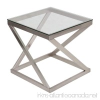 Ashley Furniture Signature Design - Coylin Glass Top Square End Occasional End Table - Contemporary - Brushed Nickel Finish - B007L7JBN2