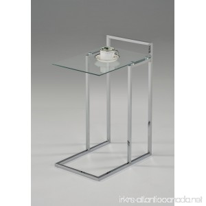 Chrome Finish / Clear Tempered Glass Snack Side End Table 25H - B079VVTRB2
