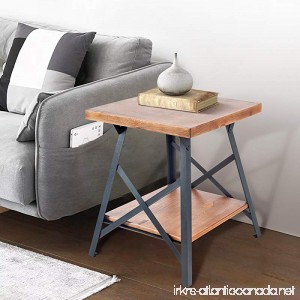 Harper&Bright designs WF036983DAA Lindor Collection Solid Wood End Table with Metal Legs Living Room Set/Rustic Brown 19.68”L × 19.68”W × 23.62”H - B0765T3K4G
