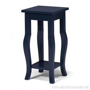 Kate and Laurel Lillian Wood Pedestal End Table Curved Legs with Shelf Navy Blue - B01H41VI58