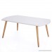 LAZYMOON Rectangle White End Table Coffee Table Modern Living Room Home Furniture w/ Wood Legs - B077VNRT4L