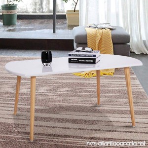 LAZYMOON Rectangle White End Table Coffee Table Modern Living Room Home Furniture w/ Wood Legs - B077VNRT4L