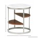 Rivet Round Three-Shelf White Marble and Stainless Steel Side Table - B072ZLMBH7
