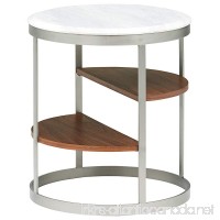 Rivet Round Three-Shelf White Marble and Stainless Steel Side Table - B072ZLMBH7