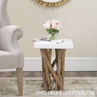 Safavieh Home Collection Hartwick White and Natural Side Table - B00IKVMUPO