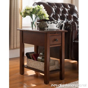 Side Table with Charging Station in Espresso - B01D534GOO